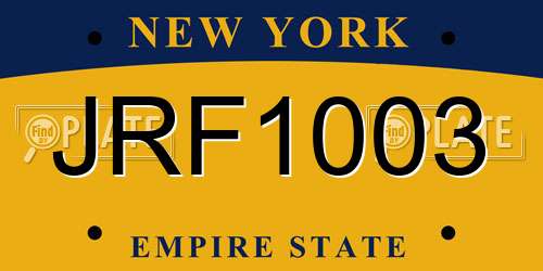 JRF1003 New York License Plate