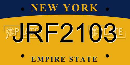JRF2103 New York License Plate