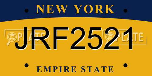 JRF2521 New York License Plate