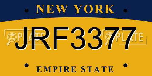 JRF3377 New York License Plate