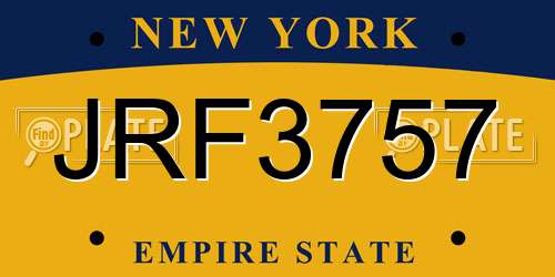 JRF3757 New York License Plate