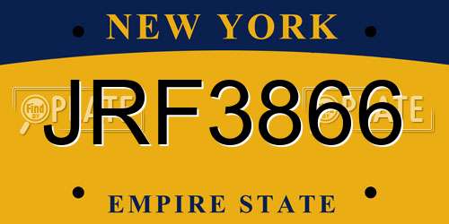 JRF3866 New York License Plate