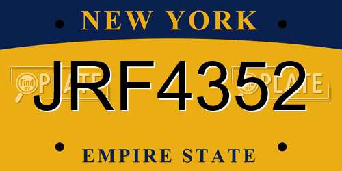 JRF4352 New York License Plate