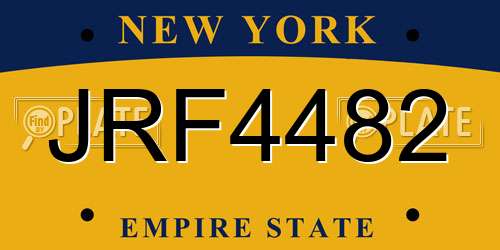 JRF4482 New York License Plate