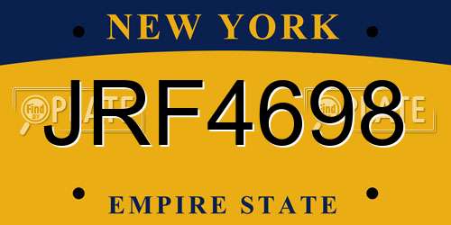 JRF4698 New York License Plate
