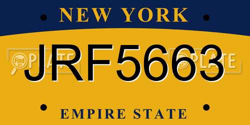 JRF5663 New York License Plate