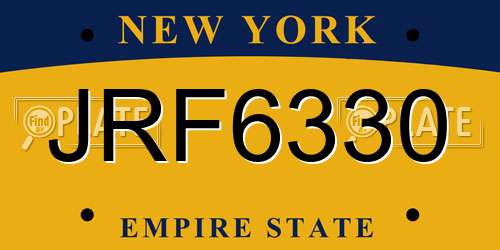JRF6330 New York License Plate