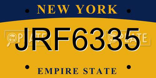 JRF6335 New York License Plate