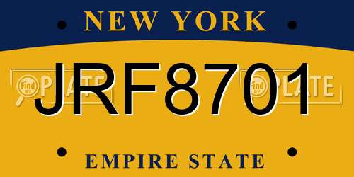 JRF8701 New York License Plate