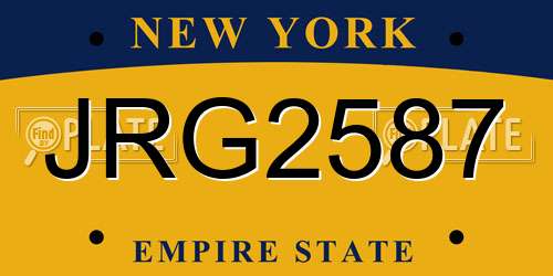 JRG2587 New York License Plate