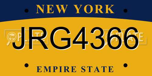 JRG4366 New York License Plate