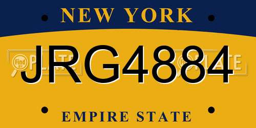 JRG4884 New York License Plate