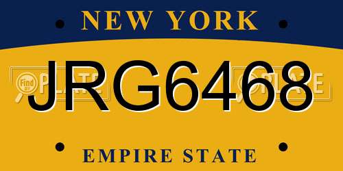 JRG6468 New York License Plate