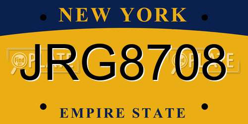 JRG8708 New York License Plate