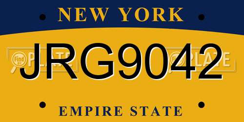 JRG9042 New York License Plate