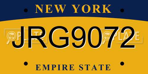 JRG9072 New York License Plate