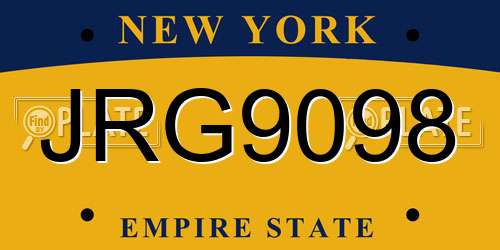 JRG9098 New York License Plate