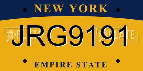 JRG9191 New York License Plate