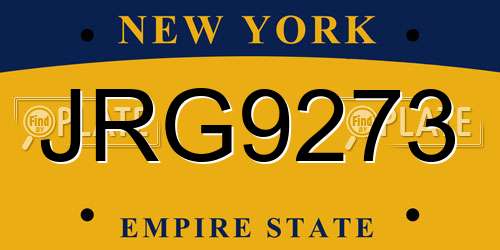 JRG9273 New York License Plate