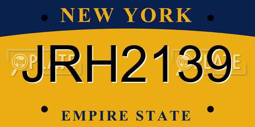 JRH2139 New York License Plate