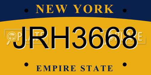 JRH3668 New York License Plate