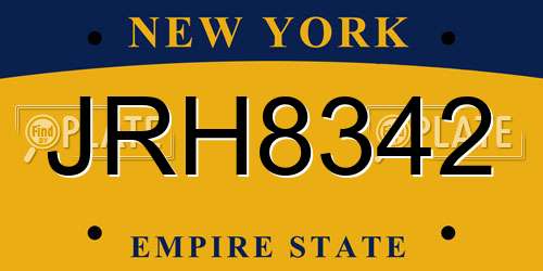 JRH8342 New York License Plate