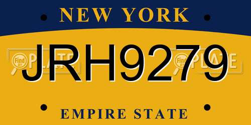 JRH9279 New York License Plate