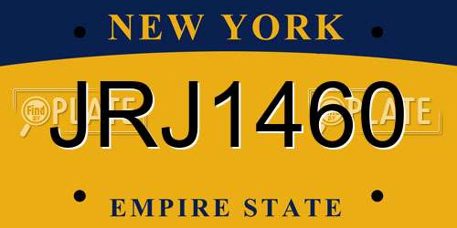 JRJ1460 New York License Plate