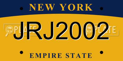 JRJ2002 New York License Plate