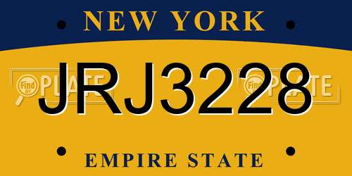 JRJ3228 New York License Plate