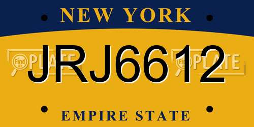 JRJ6612 New York License Plate