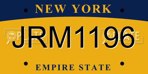 JRM1196 New York License Plate