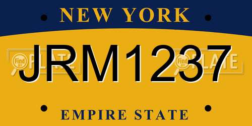 JRM1237 New York License Plate