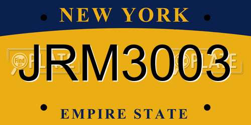 JRM3003 New York License Plate