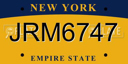 JRM6747 New York License Plate