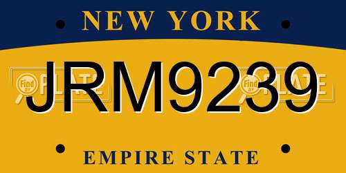 JRM9239 New York License Plate