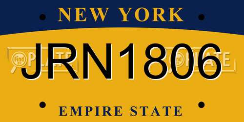 JRN1806 New York License Plate
