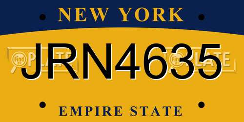 JRN4635 New York License Plate