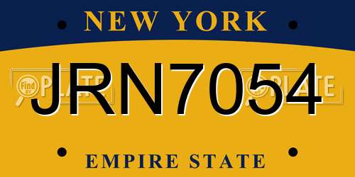 JRN7054 New York License Plate