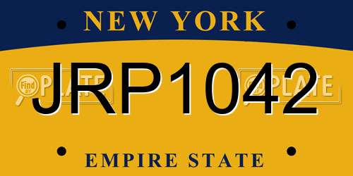 JRP1042 New York License Plate