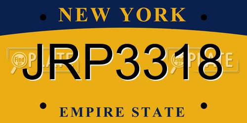 JRP3318 New York License Plate