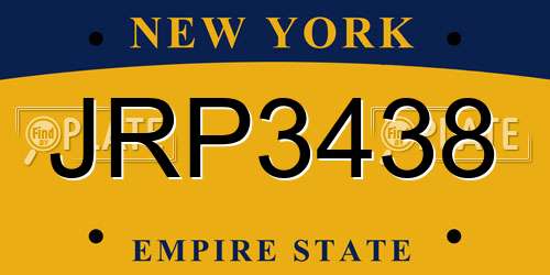 JRP3438 New York License Plate