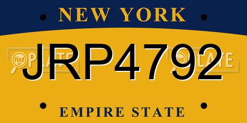 JRP4792 New York License Plate