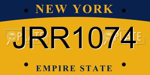 JRR1074 New York License Plate
