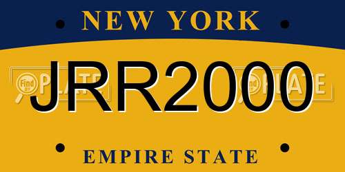 JRR2000 New York License Plate