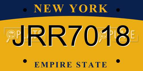 JRR7018 New York License Plate