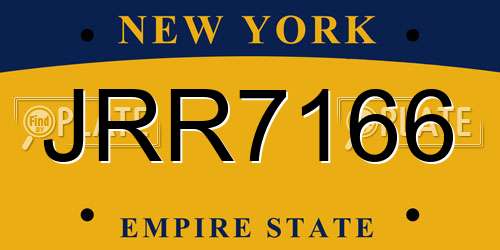 JRR7166 New York License Plate