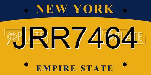JRR7464 New York License Plate