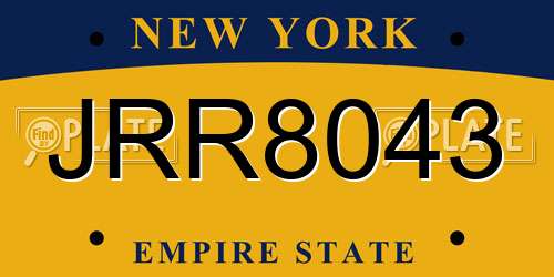 JRR8043 New York License Plate