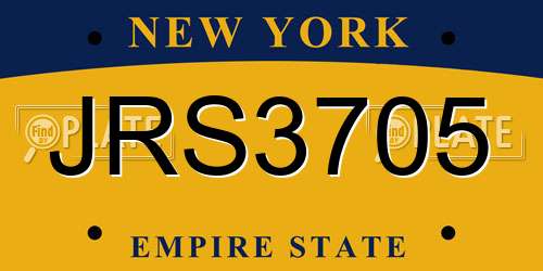 JRS3705 New York License Plate